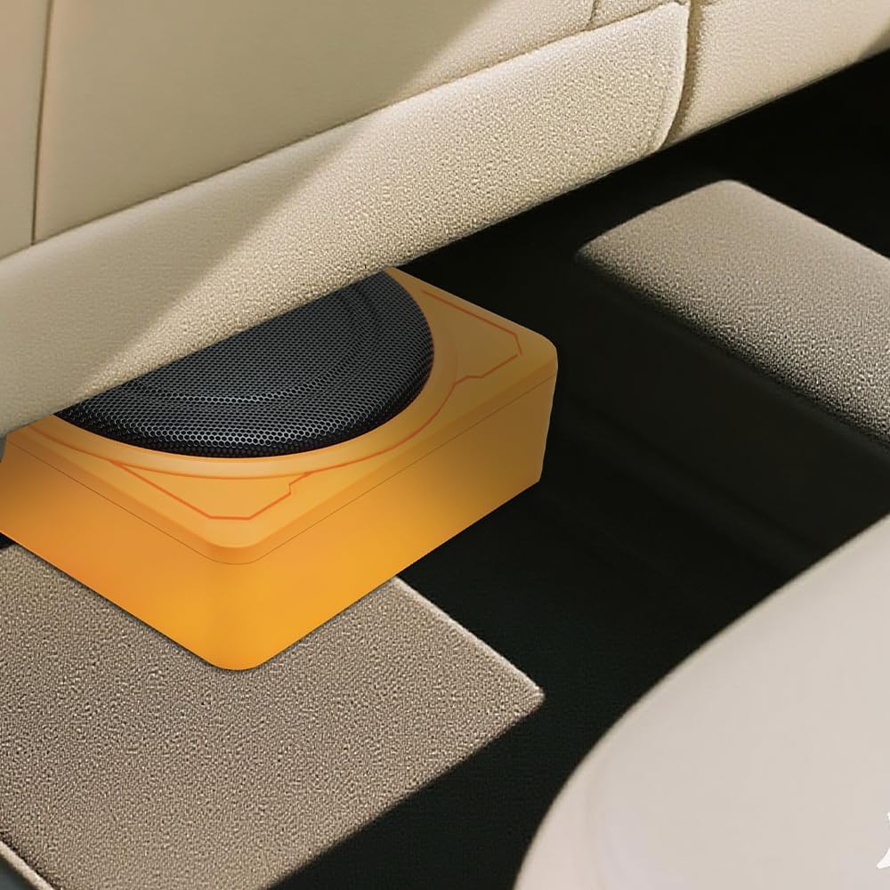 litillbuly Subwoofer de 10 pulgadas 800 W naranja para coche, subwoofer delgado para debajo del asiento, entrada de nivel alto/bajo, subwoofer de audio para coche/camión, subwoofer integrado