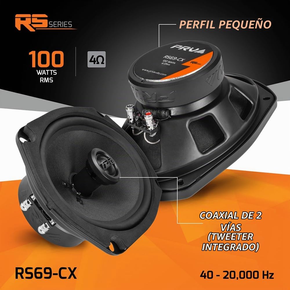 Altavoces Coaxiales de 2 Vías PRV AUDIO 6 x 9 Pulgadas Neodimio con Parrilla para Coche