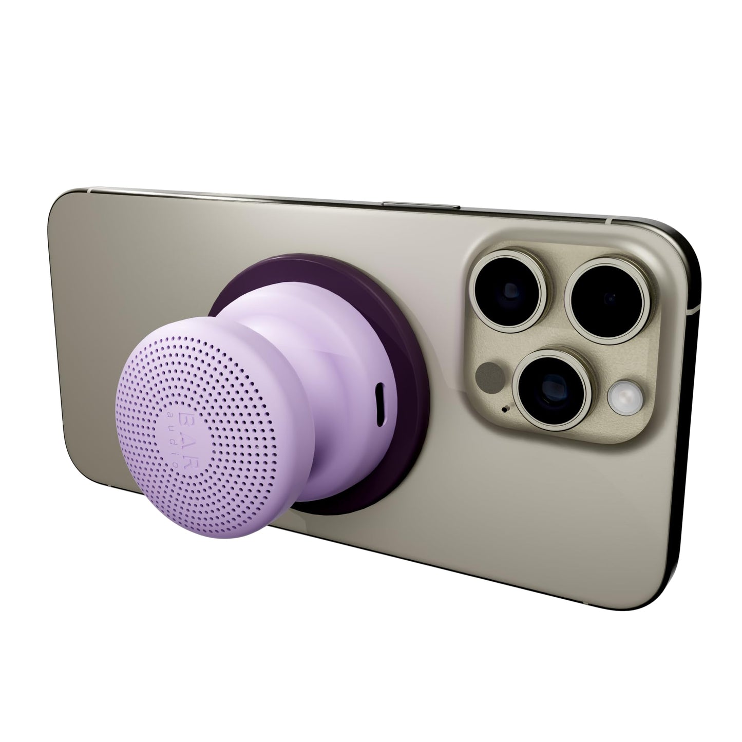 Cellhelmet Bar Audio Mini Mag Altavoz inalámbrico magnético compacto con audio potente, resistencia al agua IPX5, duración de batería de 6 horas y montaje compatible con MagSafe en lila púrpura