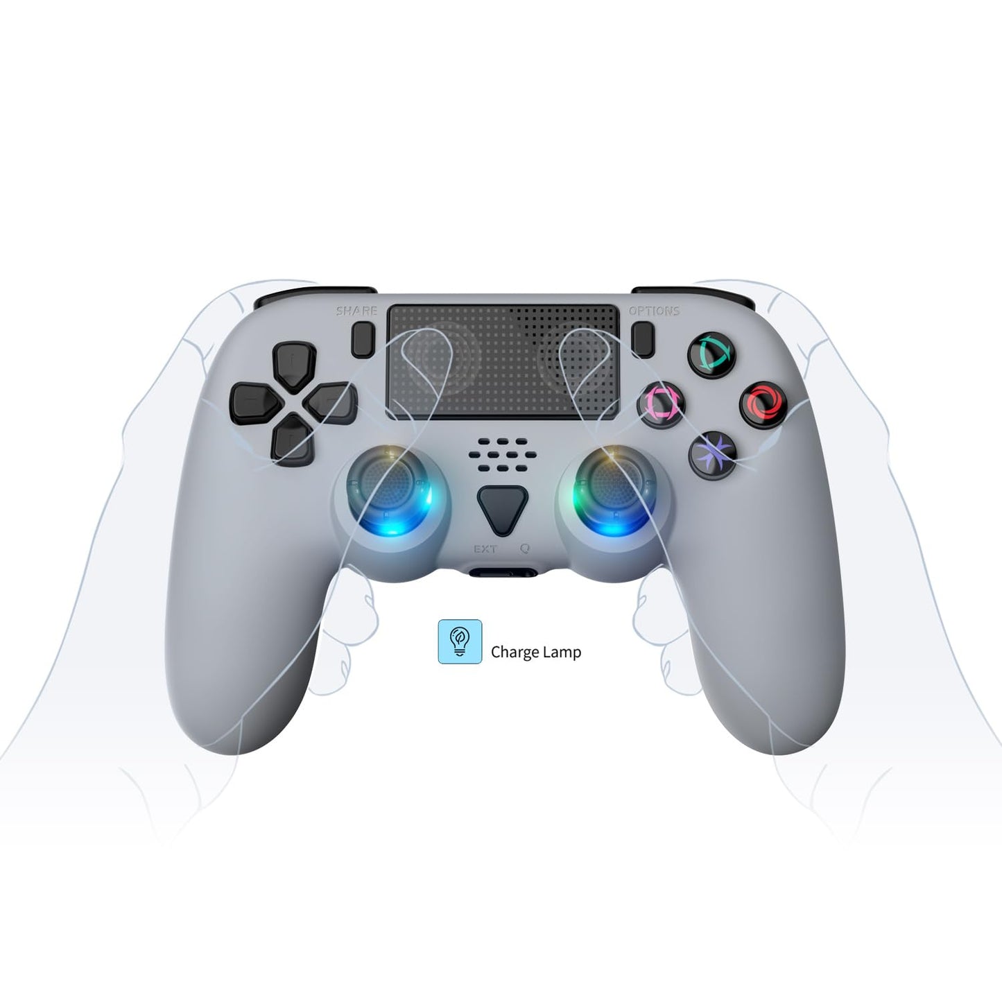 Controlador inalámbrico compatible con ps5 / ps5 Pro / ps5 Slim - controlador inalámbrico con altavoz incorporado / joystick de precisión / programación de botones Turbo / avanzado y batería recargable 1000mah (azul - gris)