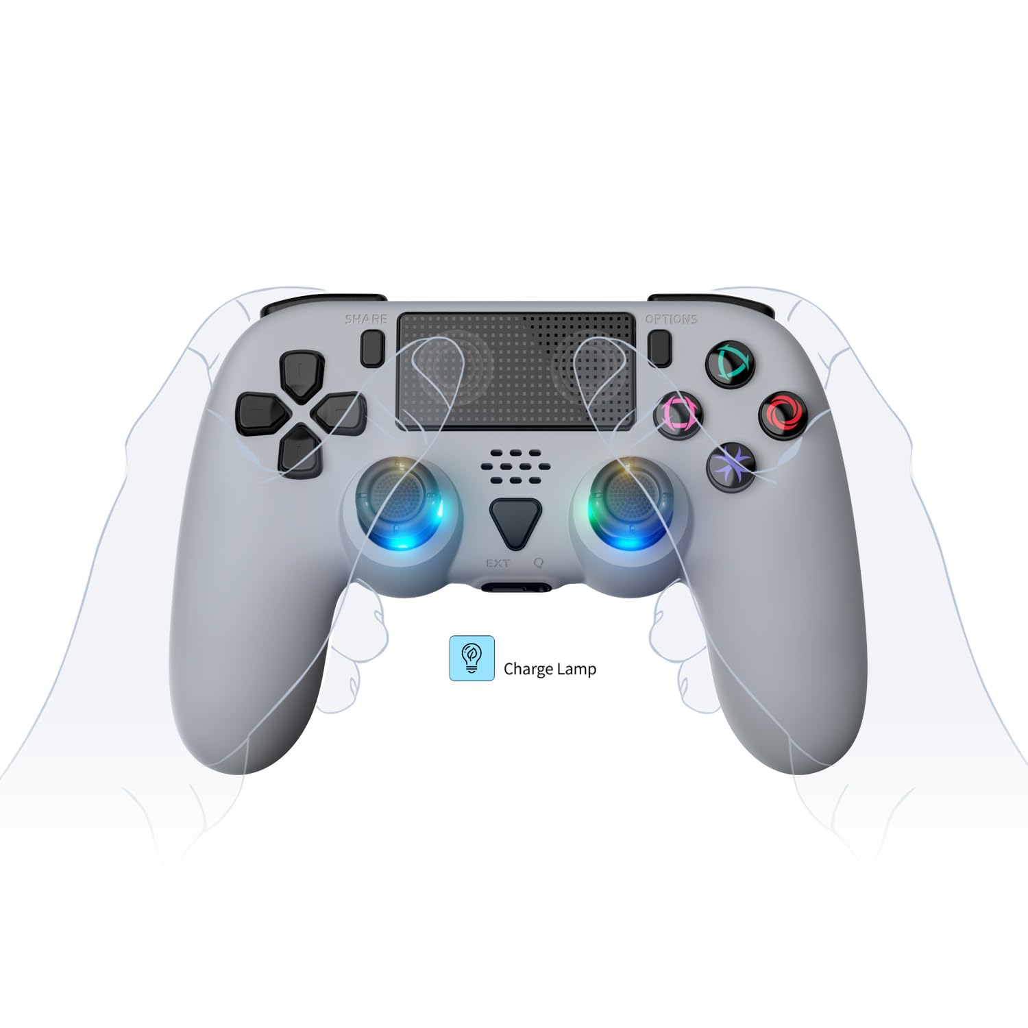 Controlador inalámbrico compatible con ps5 / ps5 Pro / ps5 Slim - controlador inalámbrico con altavoz incorporado / joystick de precisión / programación de botones Turbo / avanzado y batería recargable 1000mah (azul - gris)