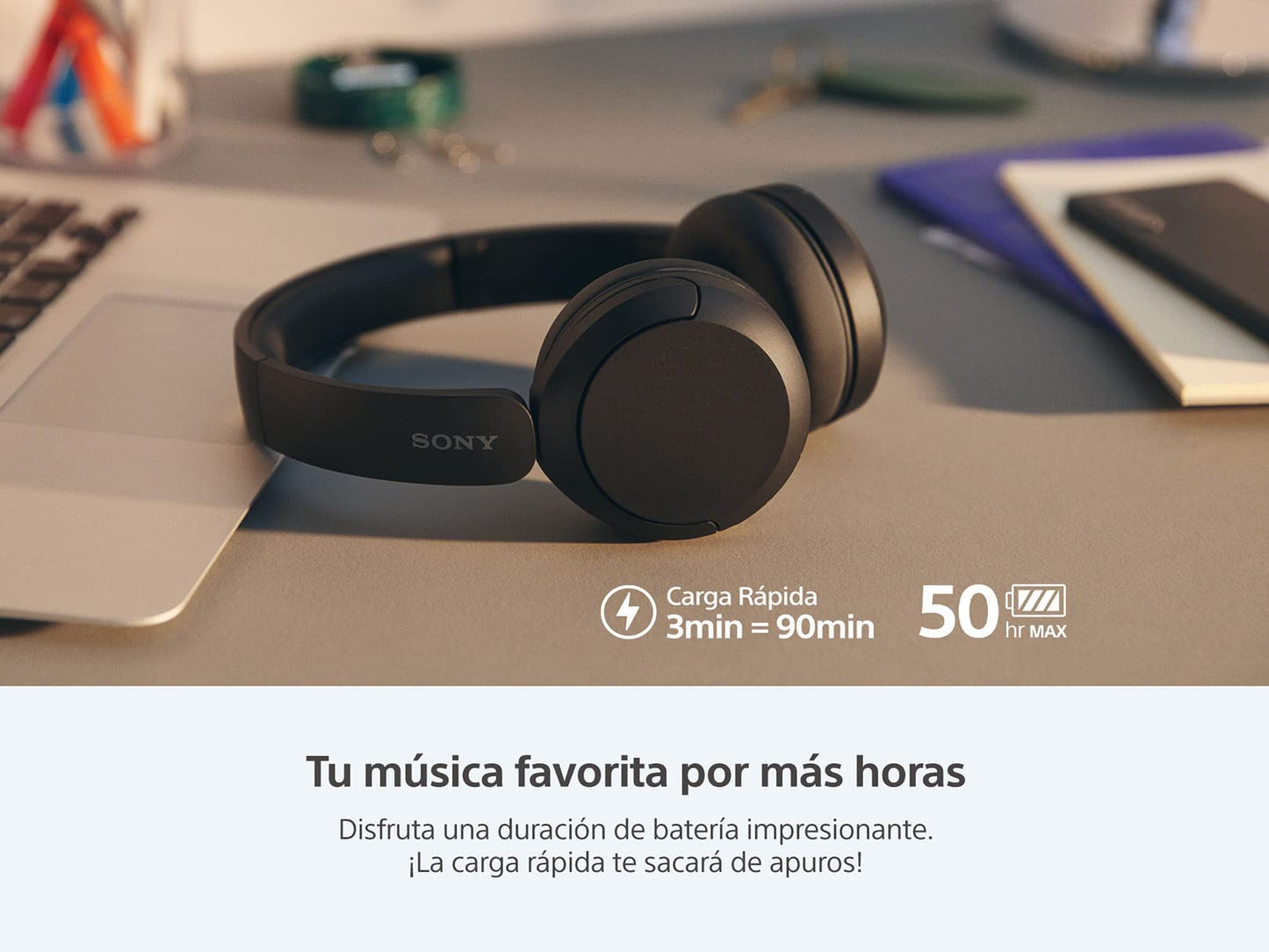 Audífonos Inalámbricos Sony Beige WH-CH520 hasta 50 Horas de Duración de Batería Versión Nacional