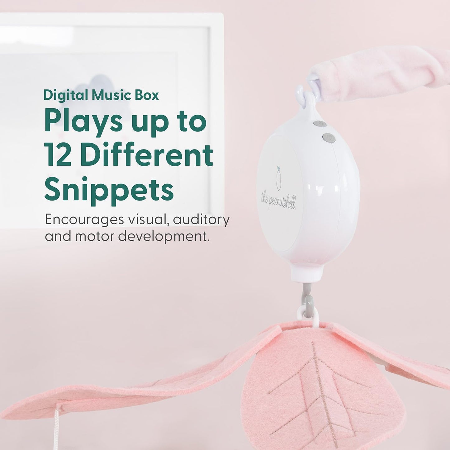 Móvil de Cuna The Peanutshell para Niñas - Móvil Musical para Cuna de Bebé Rosa y Blanco con 12 Canciones de Cuna, Decoración de Guardería de Pequeño Bosque