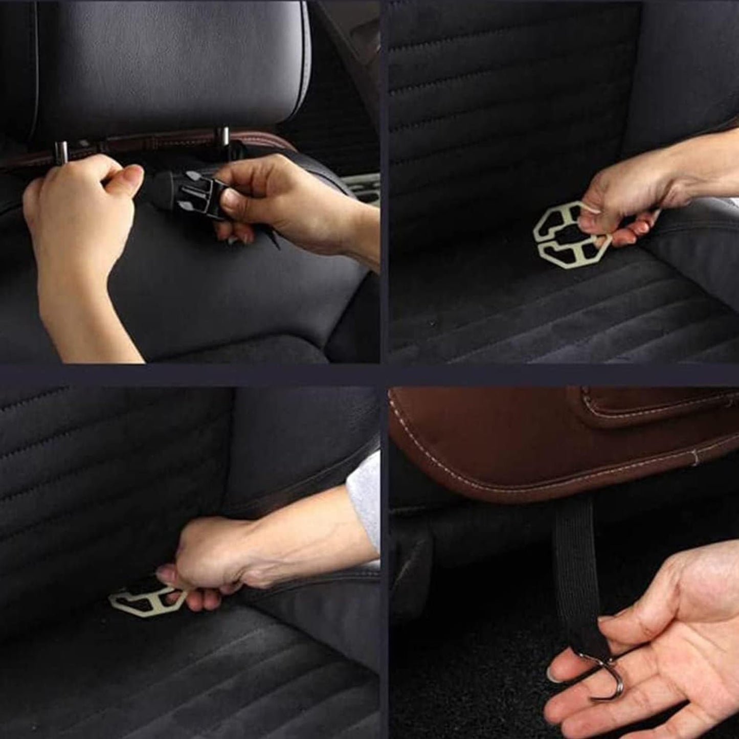 Organizador de Asiento Trasero, Piel Sintética Protectores de Respaldo de Asiento para Auto con 7 Compartimentos, Mesa de Comedor Plegable con Soporte, Espacio para Tableta (Negro)