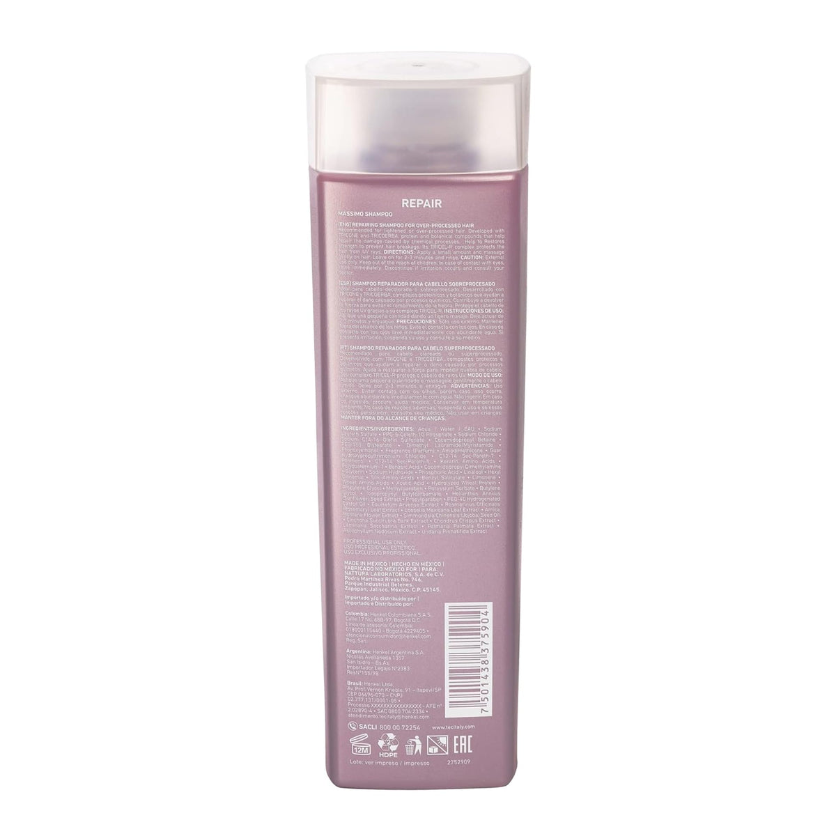 TEC ITALY Massimo Shampoo Reparación Capilar Protección UV Antifrizz 300 ml