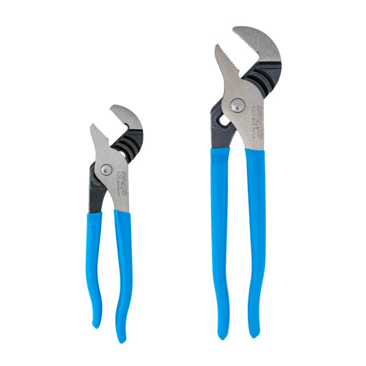 Channellock Juego de 2 alicates de lengüeta y ranura – 9.5 pulgadas, 6.5 pulgadas, alicates de junta de ranura de mandíbula recta | dientes de 90° tratados térmicamente con láser | Forjado de acero de alto carbono | Borde de refuerzo patentado que minimiz