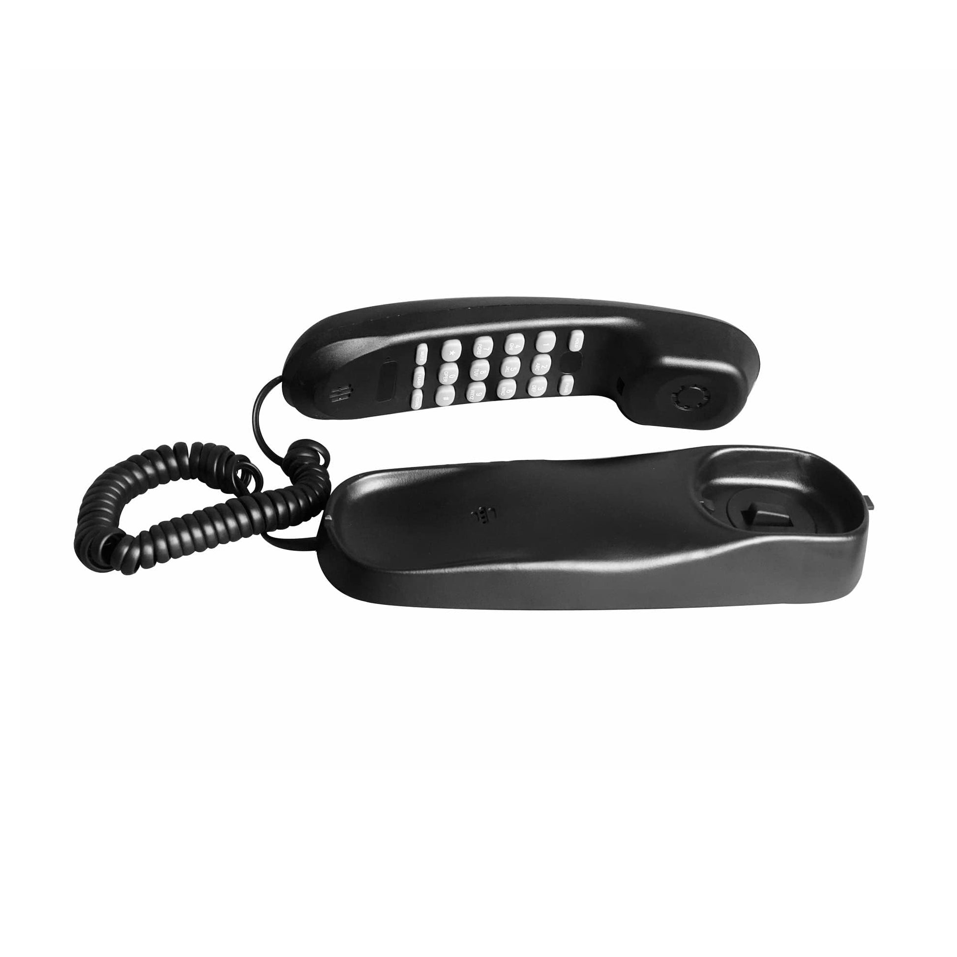 TelPal Trimline - Teléfono fijo con cable negro, teléfono fijo delgado para personas mayores, montaje en sobremesa/pared, teléfono para el hogar