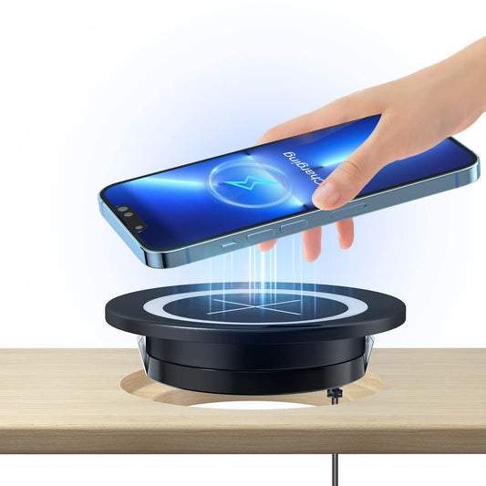 JE Make IT Simple Cargador inalámbrico de computadora, Ojales de computadora, Almohadilla de Carga inalámbrica para iPhone, Samsung, Airpods y Todos los teléfonos con Carga inalámbrica (Negro)