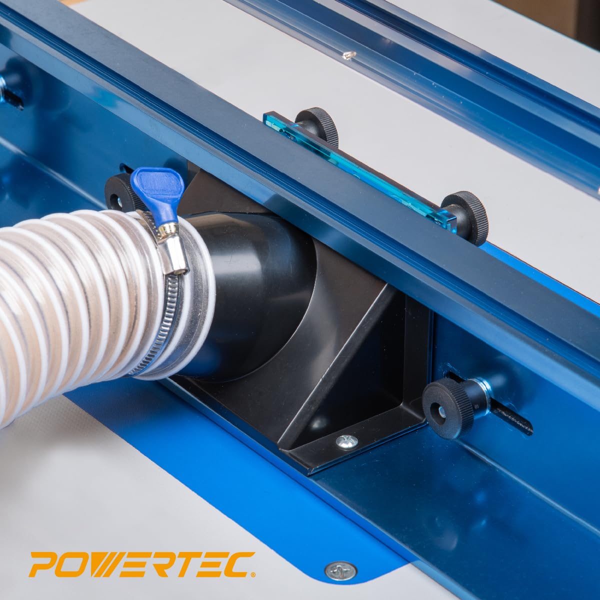 Puerto de Polvo POWERTEC 70288 para Mesa de Enrutador Manguera de Recogida de Polvo de 2-1/2 Pulgadas para Valla