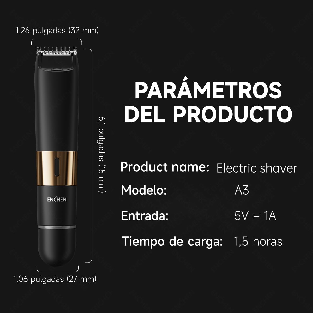 Enchen Electric Shaver Negro Depiladora Elctrica Afeitadora Corporal