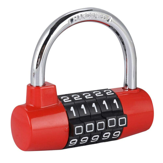 Candado de 5 dígitos, Cerradura de casillero Aleación de zinc, U forma de Cerradura Combinación de Puerta Maleta para gimnasio, Escuela, Hogar, Oficina, Viajes, Gabinete, Bicicleta(roja)