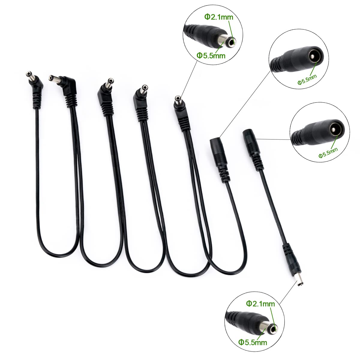 Adaptador de Fuente de Alimentación 9V Musiclily Pro Estándar USA Negro con Cable de Conexión 5 Vías y Polaridad Inversa para Guitarra