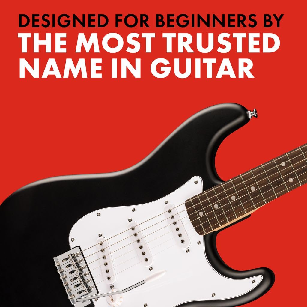 Fender Squier Debut Collection™ Stratocaster® Electric Guitar, Laurel Fingerboard, White Pickguard, Black