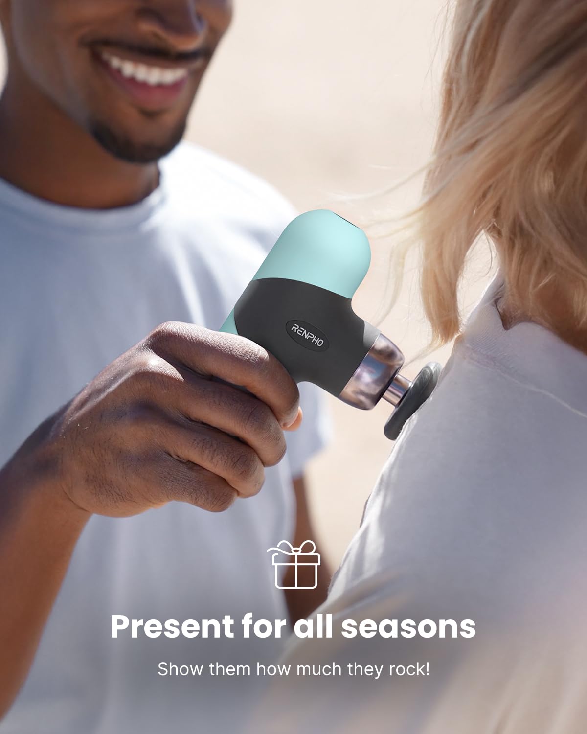 RENPHO Mini Pistola de Masaje con Calor, Pistola de Masaje Muscular de Percusión Portátil, Pequeño Masajeador de Mano de Viaje con Estuche de Transporte, Regalos para Hombres y Mujeres, Mini Thermal