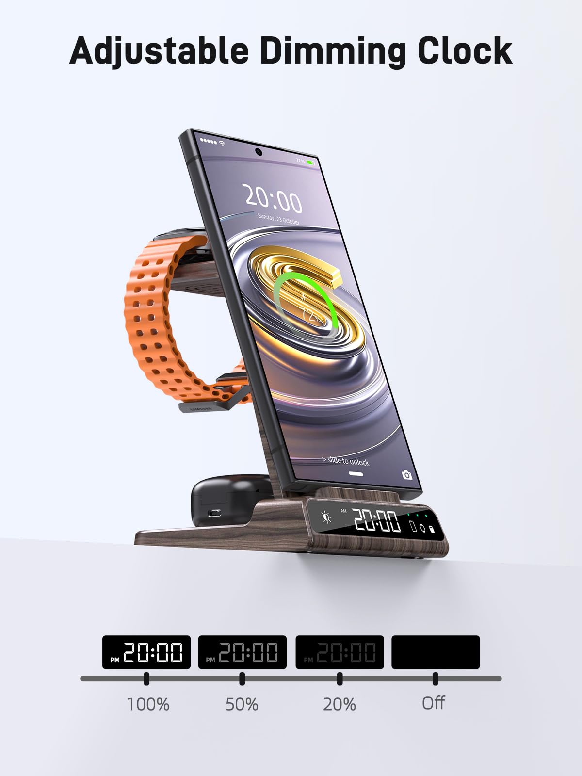Cargador inalámbrico para estación de Carga Samsung, Cargador de teléfono Android 3 en 1 para Samsung Galaxy S25 Ultra/S24 Ultra/S23/Z Fold7/Flip7, Galaxy Watch 8/8 Classic/Ultra/7/6/5, Galaxy Buds 3