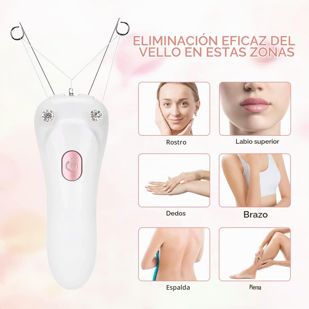 Removedor de vello facial eléctrico, inalámbrico recargable USB para mujer