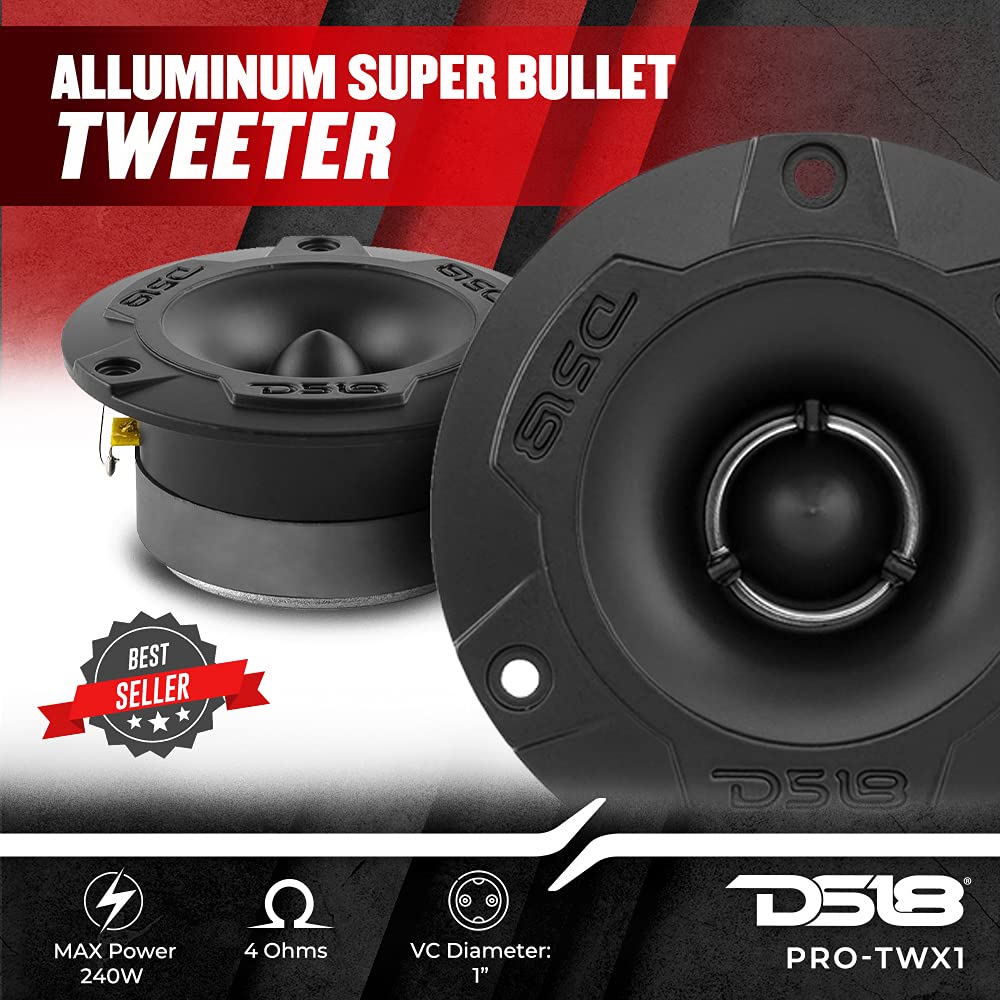 Paquete Completo de Altavoces DS18 Rojo Con Rango Medio de 6 Pulgadas y Agudos de Aluminio para Coche o Camión