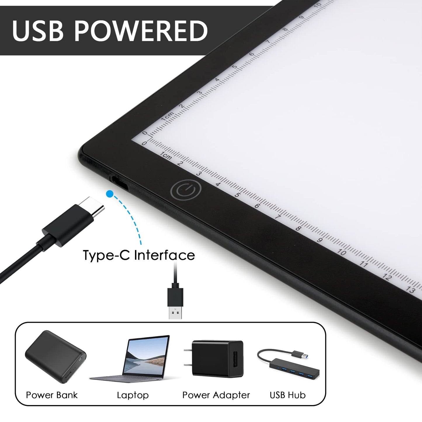 MAFUEAY - Caja de luz con visor deslizante, para ver negativos y diapositivas, dibujo de artistas, escáner de almohadilla de luz A4 ultrafino con 3 brillo ajustable y alimentado por USB (mediano)
