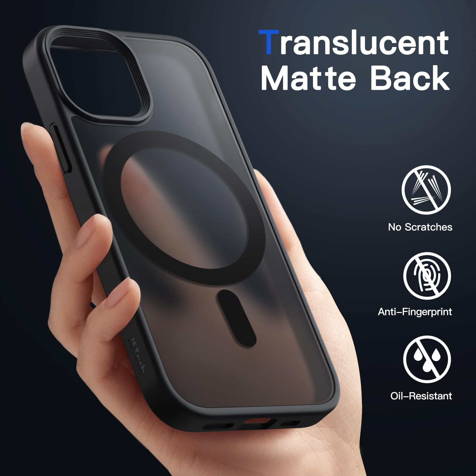 JETech Funda Magnética para iPhone 13 Mini 5.4 Pulgadas Compatible con MagSafe, Carcasa Translúcida Mate Trasera Fina Antigolpes (Negro)