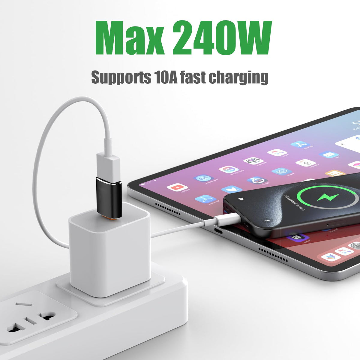 Adaptadores USB a USBC TFAK Negro Paquete de 10 Compatibles con iPhone iPad Google Pixel