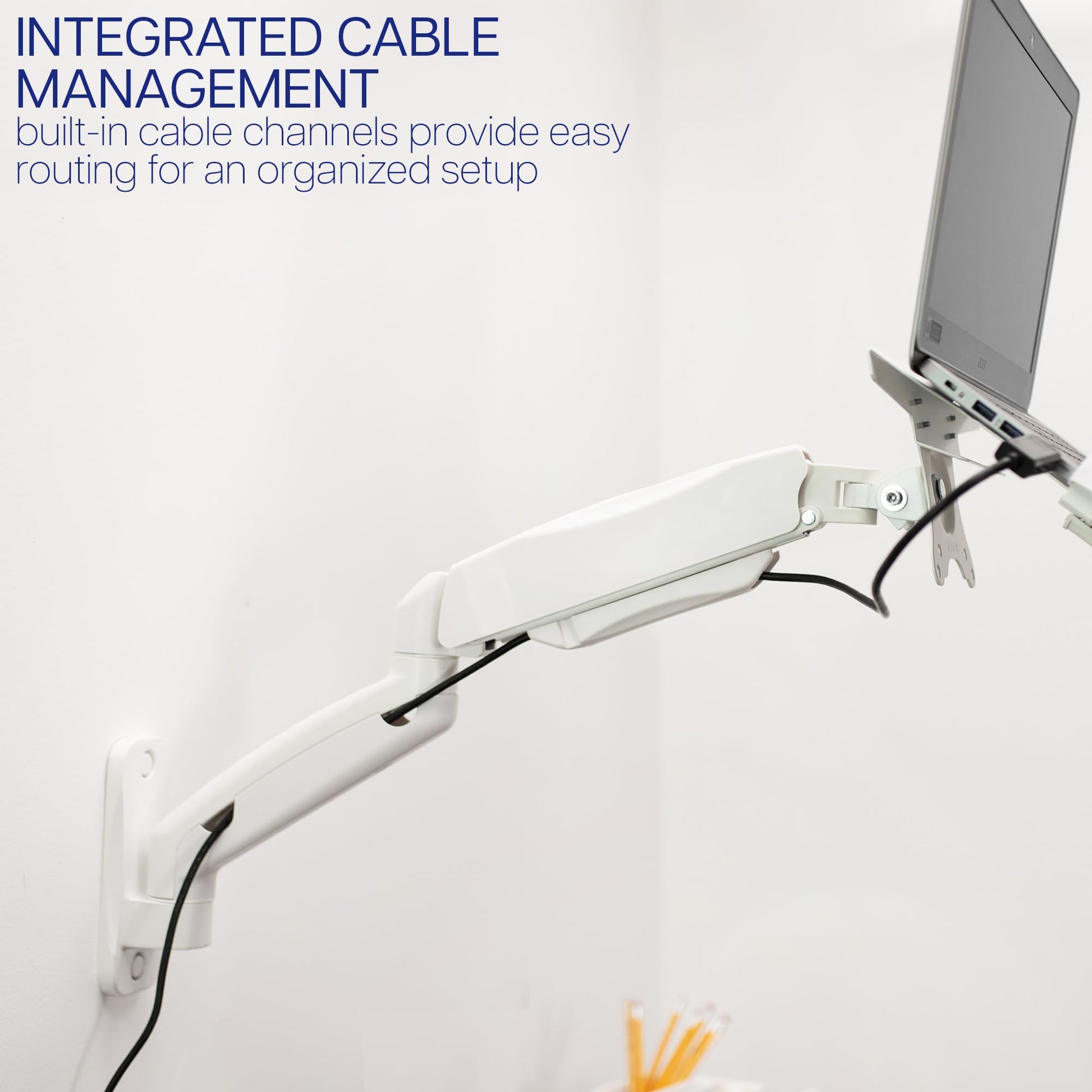 Soporte de Pared para Portátil Vivo Blanco con Brazo Neumático Ajustable