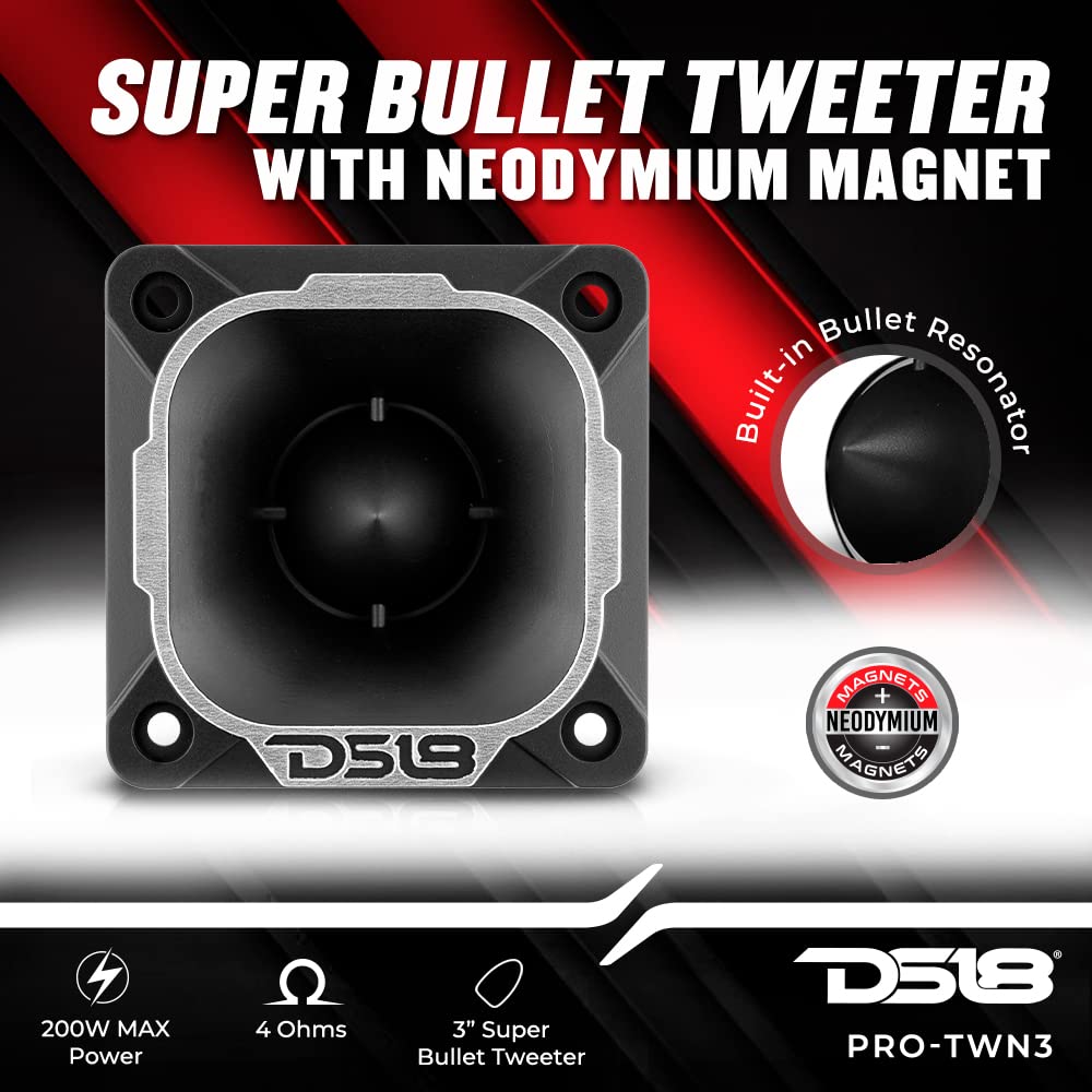 DS18 Pro-TWN3 Pro - Tweeter de neodimio de Alta compresión de 2.5 Pulgadas, Bobina de Voz de 200 vatios, 1 Pulgada (1 Altavoz)