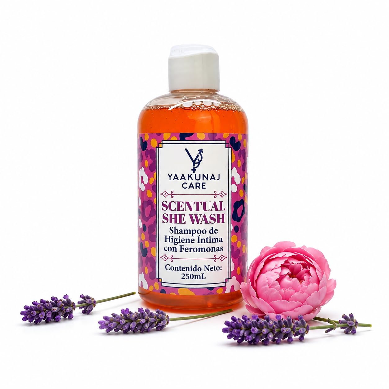 Shampoo Íntimo - Yaakunaj Care - Scentual She Wash - 250ml - Jabon Liquido - Con Feromonas, Vitamina E, Tea Tree, Malvavisco, Manzanilla Y Aloe Vera - Para Mujer - Fragancia