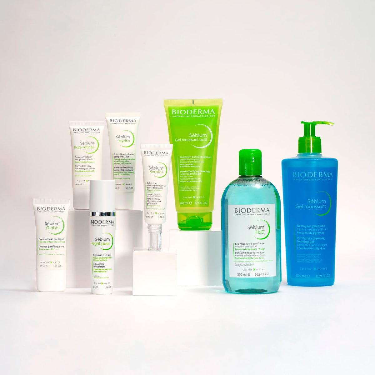 BIODERMA, Agua Micelar, Sébium H2O Pump, Desmaquillante para Piel Grasa, Remueve Impurezas y Controla el brillo, 100ML