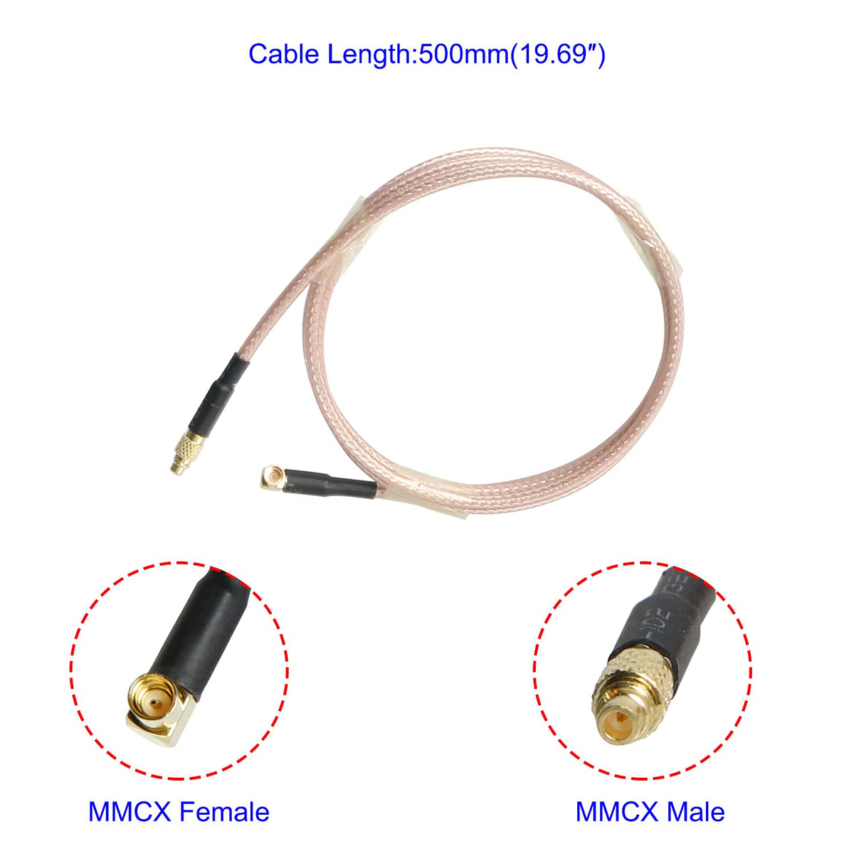 Cable Coaxial RF MMCX Hembra a MMCX Macho Aoje-Link 300mm para Transmisión de Audio y Video, 3G/4G/5G/LTE, 2 Unidades