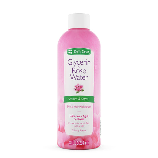 De La Cruz Glycerin and Rose Water, No Parabens or Artificial Colors, Made in USA 8 FL. OZ.