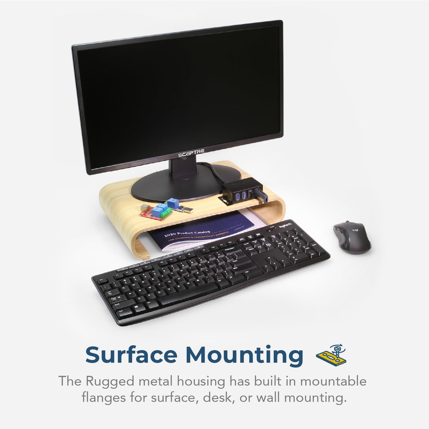 Coolgear Mini Hub de 4 puertos alimentado por USB 3.2, transferencia de datos rápida de 5 Gbps con protección ESD y contra sobretensiones, concentrador USB duradero y montable