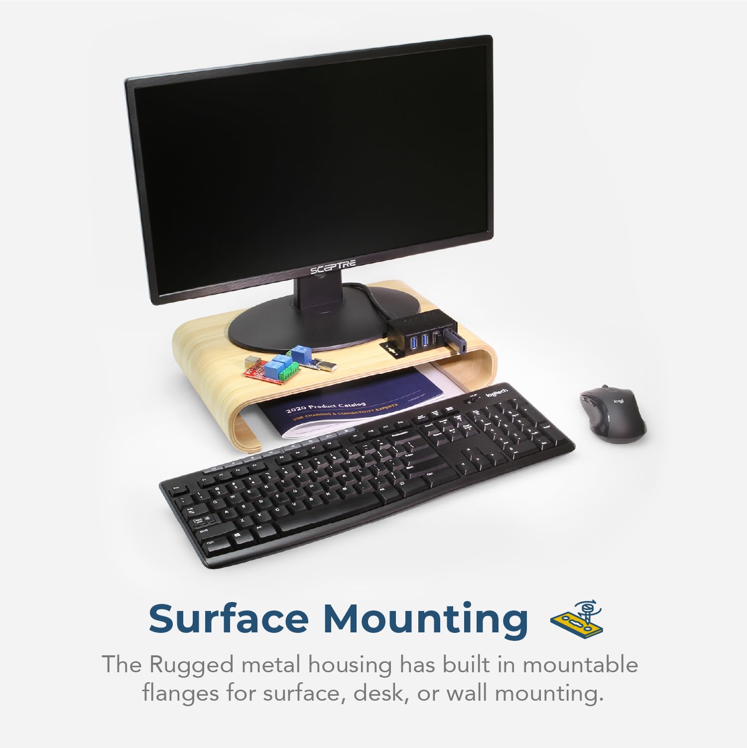 Coolgear Mini Hub de 4 puertos alimentado por USB 3.2, transferencia de datos rápida de 5 Gbps con protección ESD y contra sobretensiones, concentrador USB duradero y montable