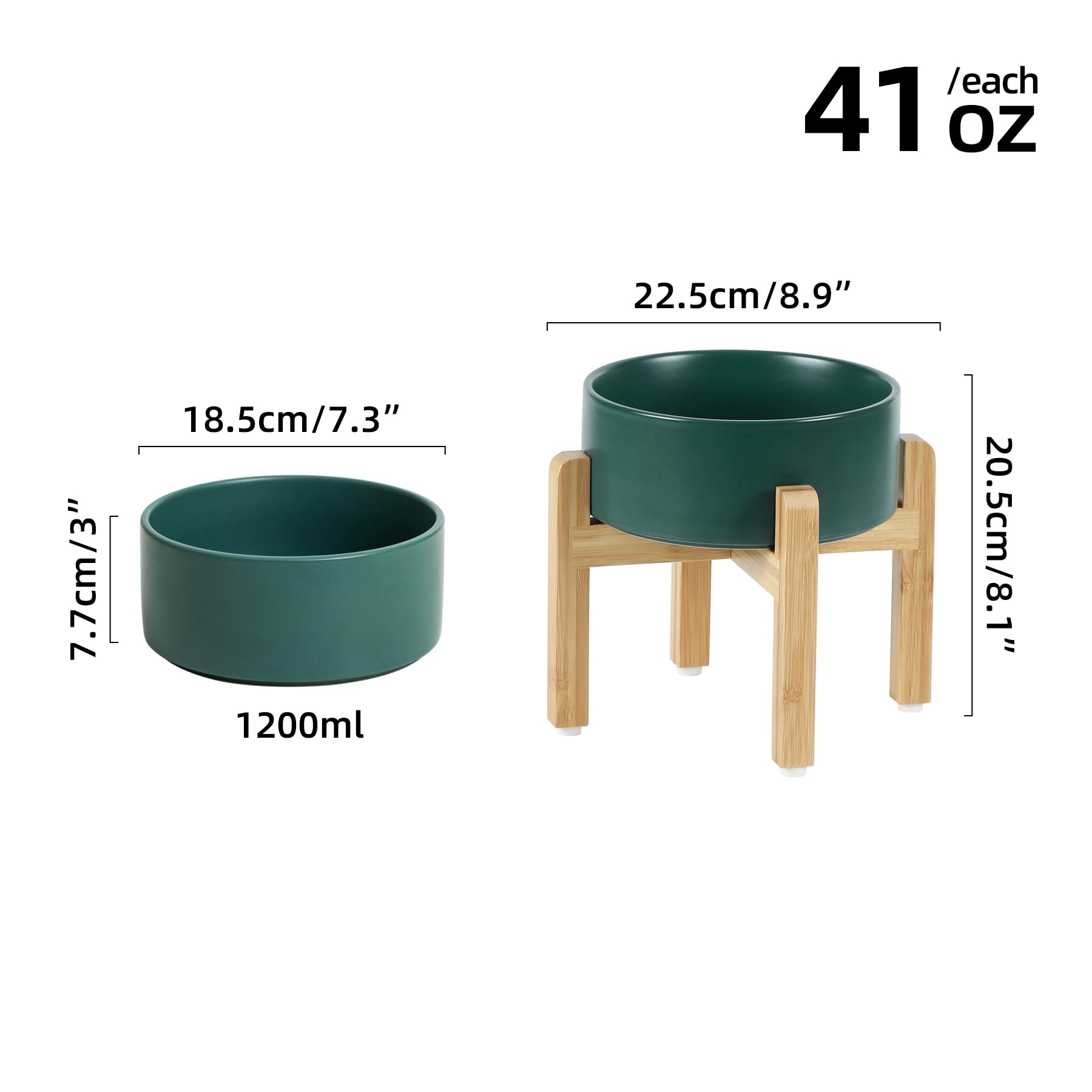 Havniva - Juego de cuencos elevados de cerámica para perros con soporte, tazón elevado para alimentos y agua para perros de raza media, platos para perros con peso, tazón para mascotas (7.3 pulgadas,