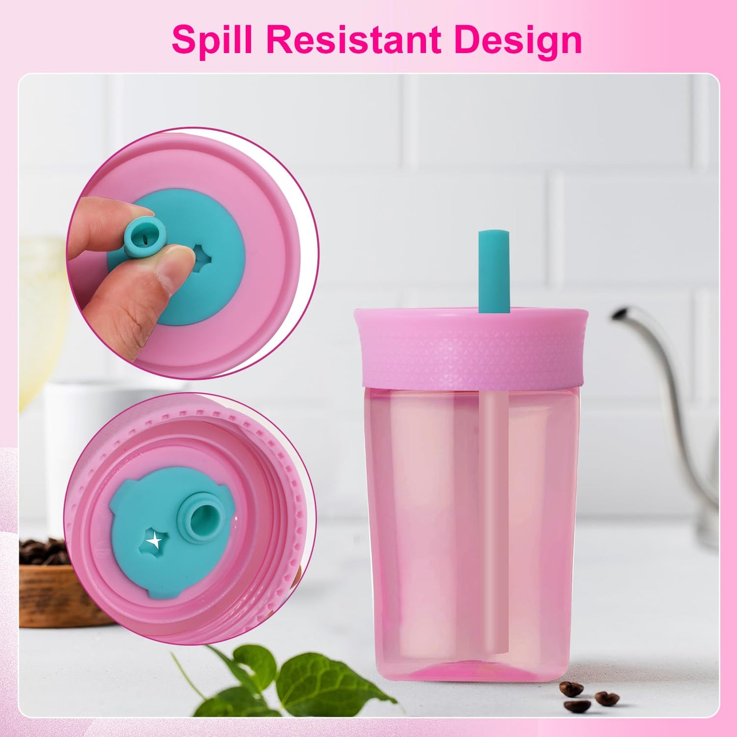 PHULWEL Paquete de 2 tapas de repuesto para vaso Owala Kids con aislamiento de 12 oz y 15 oz, tapa resistente a derrames con 4 popotes flexibles, sin BPA, apta para lavavajillas, accesorios para