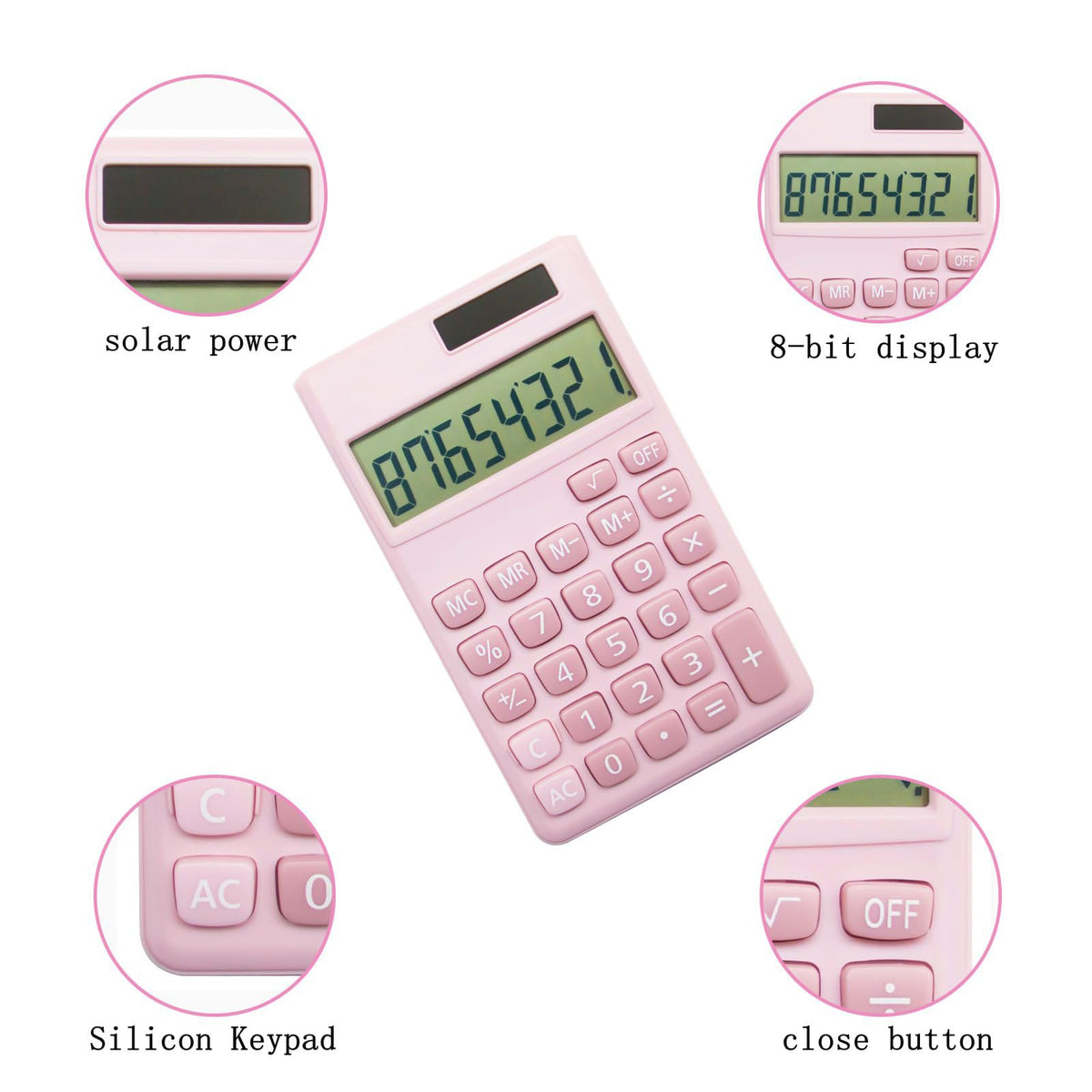 Calculadora Digital de Bolsillo Pantalla LCD 8 Dígitos Energía Solar para Niños
