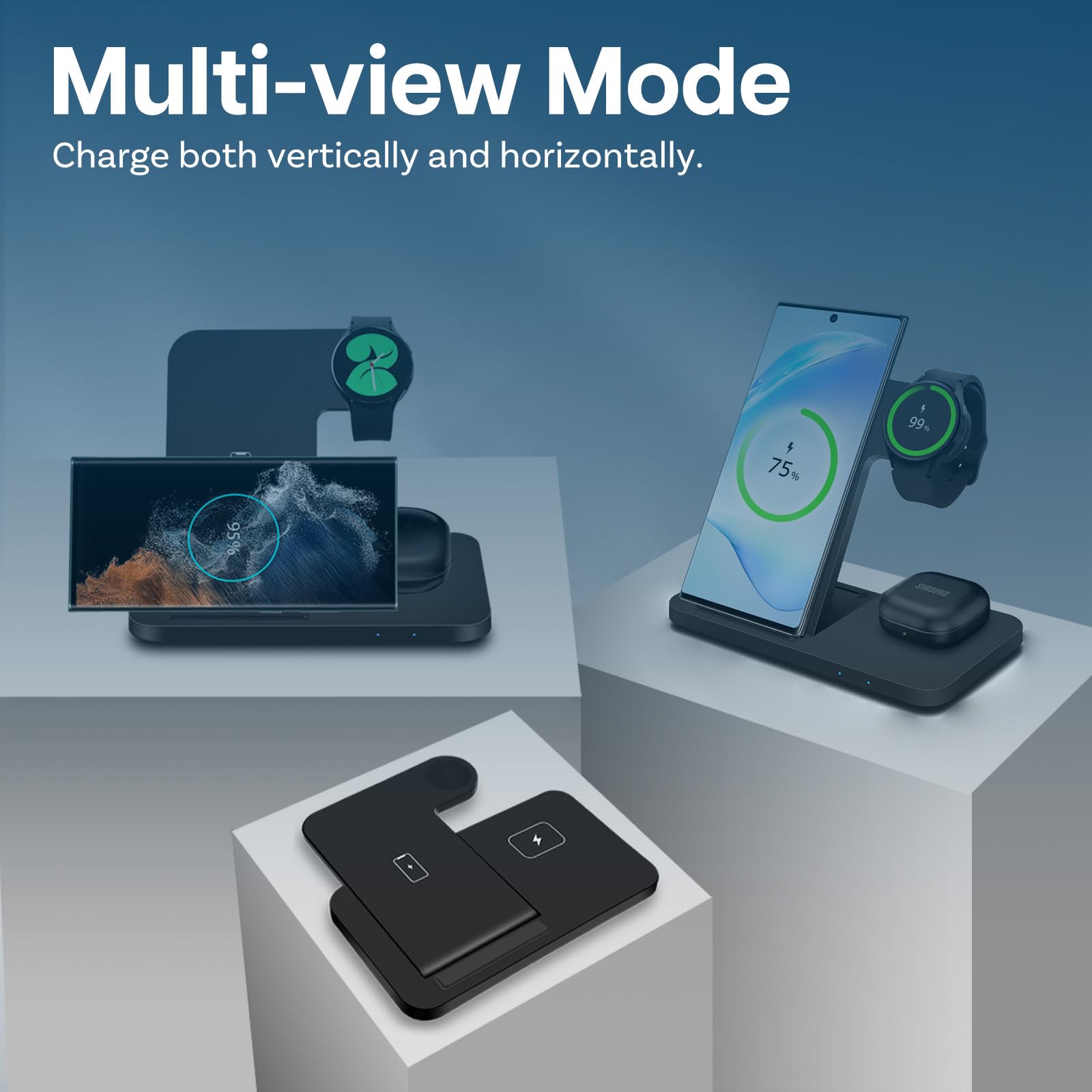 Estación de Carga Inalámbrica MMOBIEL Negro 3 en 1 para Samsung