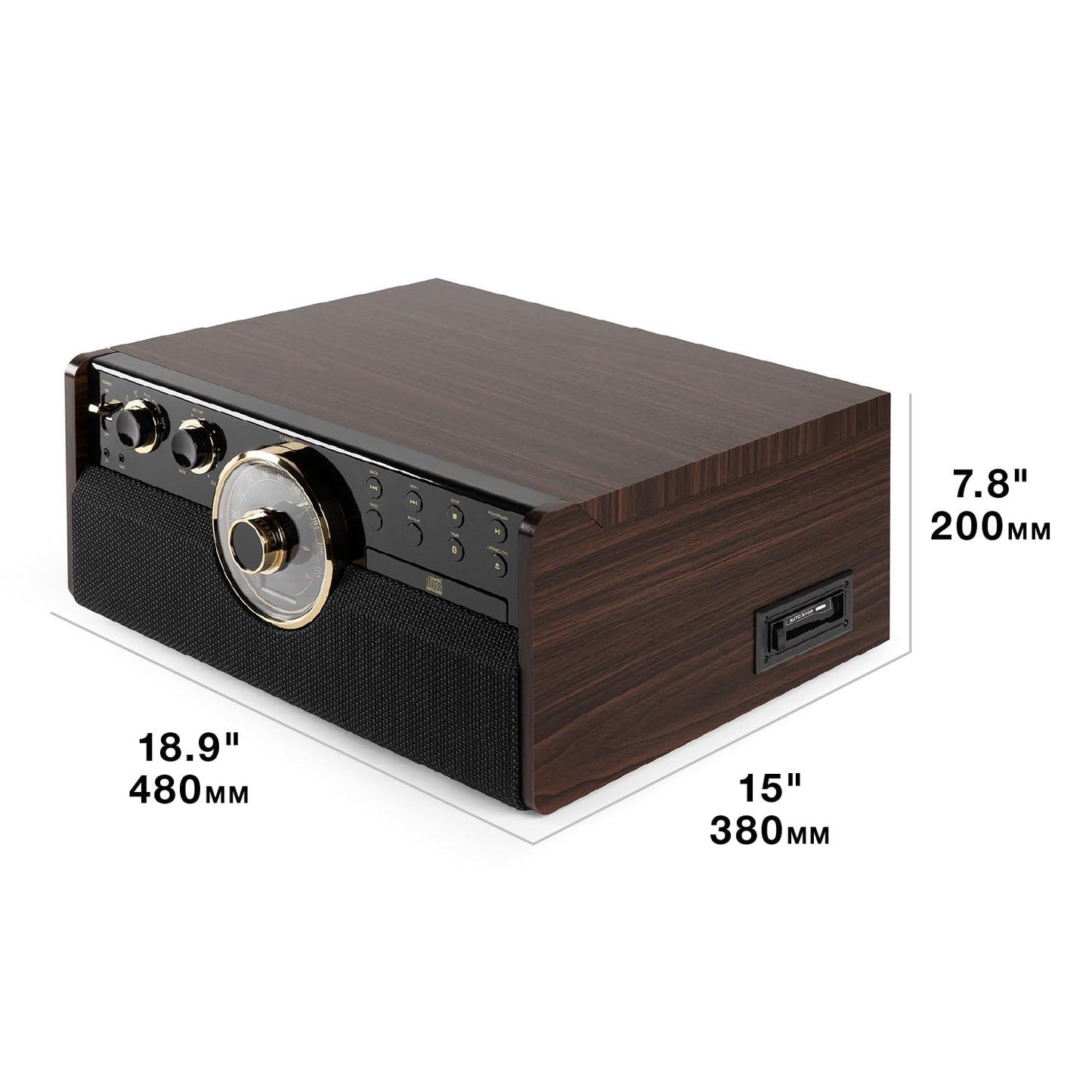 Tocadiscos Victrola Empire Madera Bluetooth 6 en 1 Moderno de 3 Velocidades