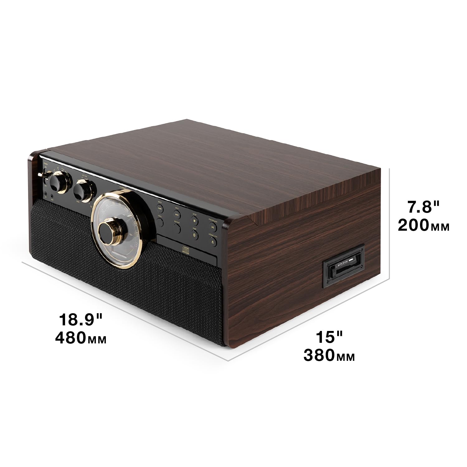 Reproductor de Discos Victrola Walnut Bluetooth para Mediados de Siglo