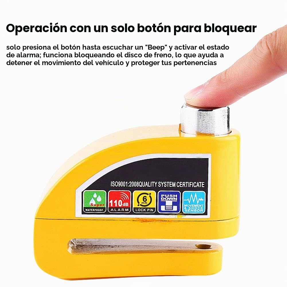 Candado Antirrobo de Disco con Alarma y Sensor de Movimiento para Bicicleta y Motocicleta