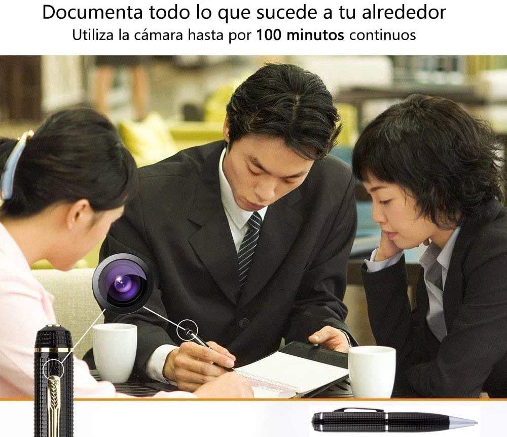 Mini Cámara Espía Sanbee Negro Plata con Micrófono Integrado Cámara DVR para Video y Fotografía