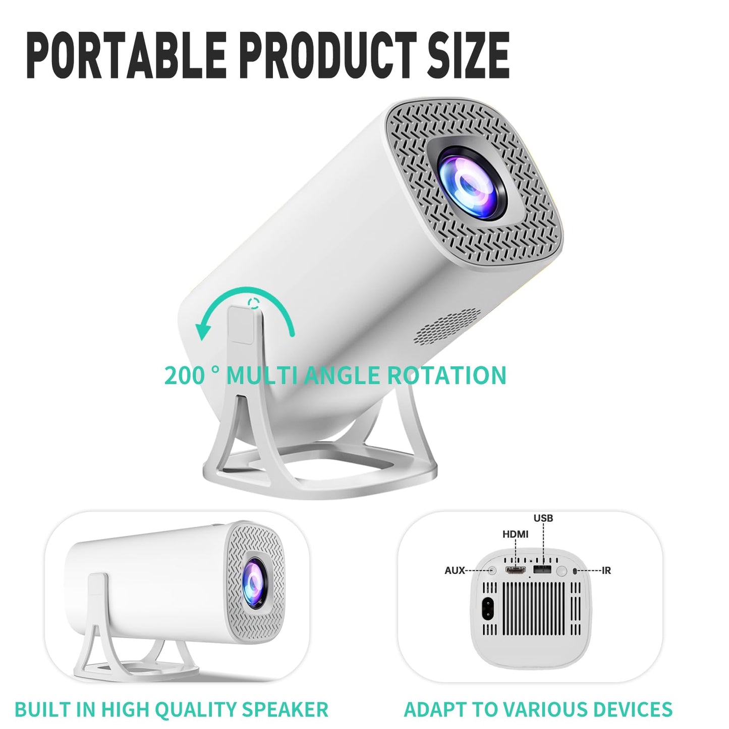 Mini Proyector Compatible 1080P 4K Juego Retro con Controladores Inalámbricos