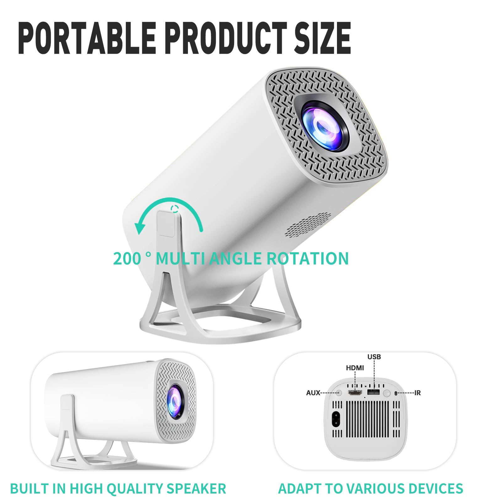 Mini Proyector Compatible 1080P 4K Juego Retro con Controladores Inalámbricos