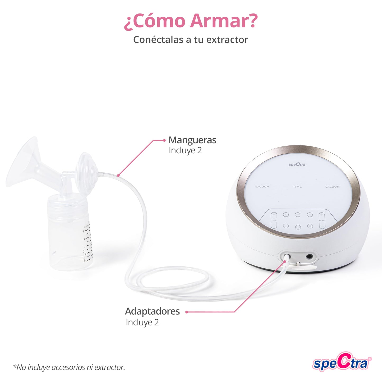 Spectra Repuesto para Extractor Dual S – 2 Mangueras con 2 Adaptadores | Compatibles con Extractor de Leche Spectra Dual S | No Lavables ni Esterilizables | Accesorio Original