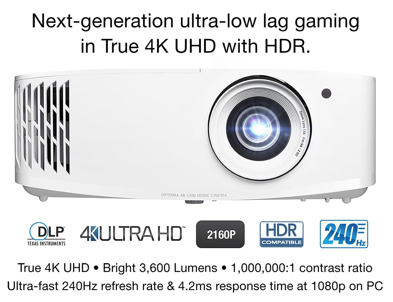 Optoma UHD35X Technology 3600-Lumen UHD 4K DLP Proyector - Blanco