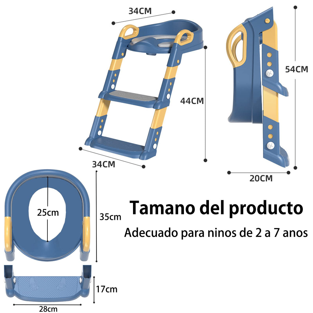 Asiento para Baño Niños con Escalera, Protector Contra Salpicaduras, Rosa