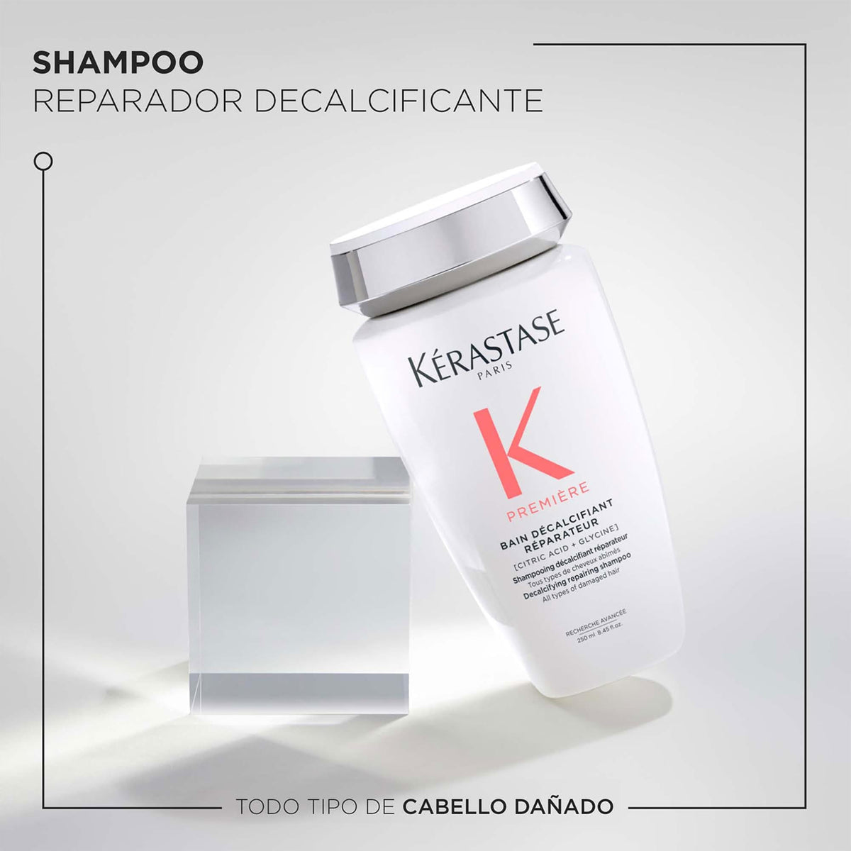 KÉRASTASE Premier Bain decalcificant Reparateur | Shampoo para Cabello Dañado | Elimina el Calcio, Fortalece y Repara el Cabello | Con Ácido cítrico y Glicina | 250ml