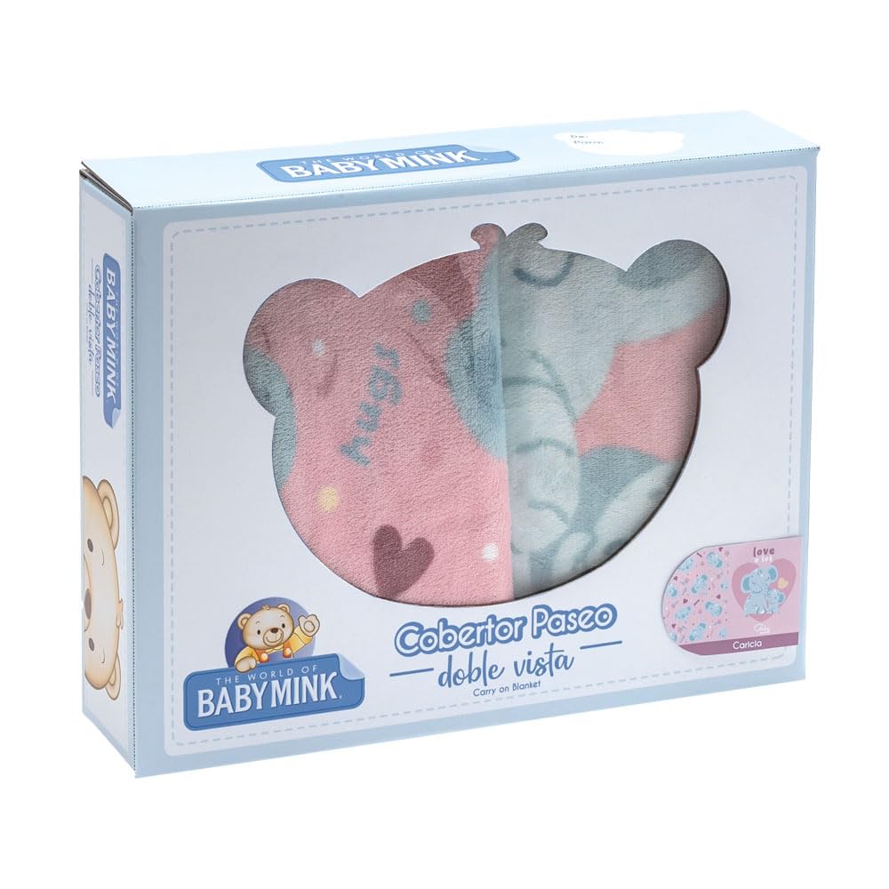 Baby Mink Cobertor Estampado Doble Vista para Bebé, Diseño Reversible con Personaje (Rosa)