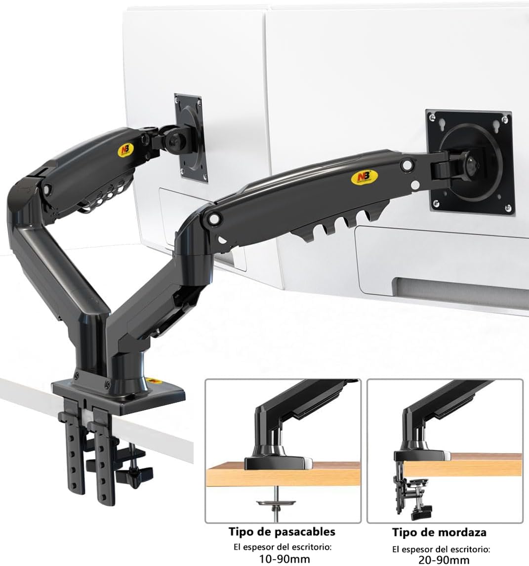Soporte Hidráulico MORNWELL Negro para Monitor de 17 a 27 Pulgadas Ergonómico con Movimiento Completo