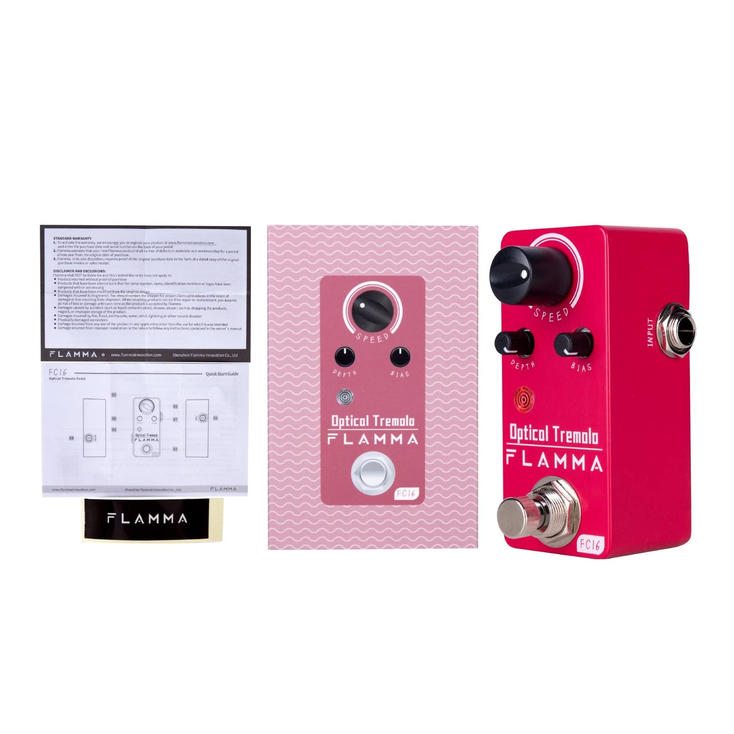 Pedal de Efectos de Guitarra Flamma Trémolo Óptico Mini True Bypass Portátil