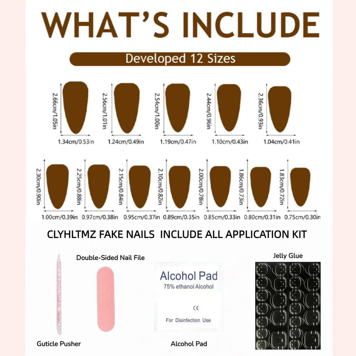 CLYHLTMZ Uñas francesas con estampado de leopardo, almendra, color blanco, con taladro, uñas postizas de longitud media, color piel, con diseños, cobertura completa, con purpurina, uñas acrílicas adhe